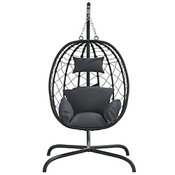 Avis vidaXL Fauteuil suspendu avec coussin en polyrotin et acier anthracite