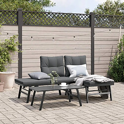 vidaXL Bancs de jardin avec coussins lot de 2 acier enduit de poudre