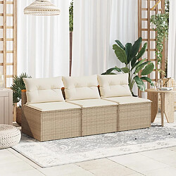 vidaXL Canapés de jardin sans accoudoirs avec coussins 2 pcs beige