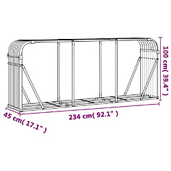 vidaXL Porte-bûches aspect bois 234x45x100 cm acier galvanisé pas cher
