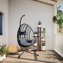 Avis vidaXL Chaise suspendue œuf support anthracite rotin et acier