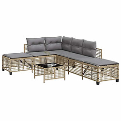 vidaXL Salon de jardin d'angle avec coussins 3pcs mélange beige rotin