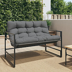 vidaXL Banc de jardin avec coussin anthracite 113 cm acier