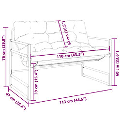 vidaXL Banc de jardin avec coussin anthracite 113 cm acier pas cher