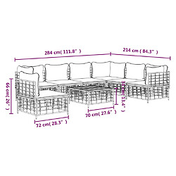 vidaXL Salon de jardin 8 pcs avec coussins anthracite résine tressée pas cher