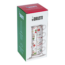 Bialetti Set de 4 tasses à expresso empilables Italia avec support