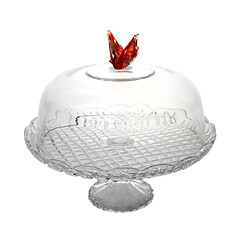Table Passion Cloche sur pied Papillon en verre 30 cm