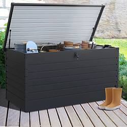 Idmarket Coffre de rangement métal verrouillable gris anthracite pour jardin 1250L 175x95x90 cm