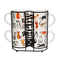Table Passion Support 4 mugs Félin 35 cl