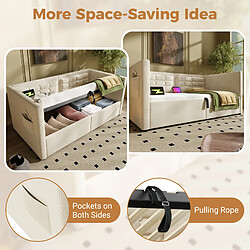 Avis Merax Canapé-lit 90x200 Cm-avec Rangement Hydraulique-station De Chargement USB Et Type-c-beige
