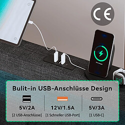 Merax Lit Double Junior - Gris - USB Type C - LED - 4 Tiroirs - 140x200cm pas cher