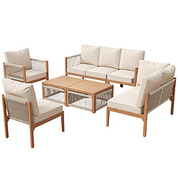 DZMDIP Salon de jardin 7-8 places – Housses amovibles et lavables – Coussins fournis