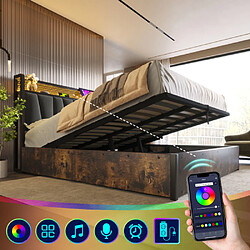 Avis Merax Lit Double 180x200cm-contrôle Par Application LED-avec Fonction De Charge USB-en Bois-gris