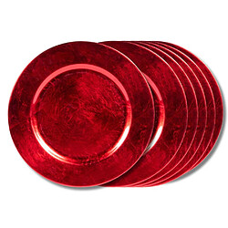 Table Passion Assiette rouge paillette 33 cm (lot de 6)