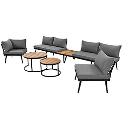DZMDIP Salon de jardin extérieur 5-6 places - Ensemble repas 6 pièces - Cadre en fer galvanisé