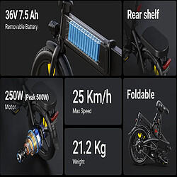 Acheter Vélo électrique DYU A1F Pro 16" Moteur 250W Pliable 36V 7.5AH