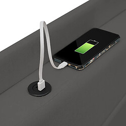 Avis Merax Lit Double Capitonné - Rangement USB Type-c - Tissu Lin - Sommier Inclus - Gris 180x200