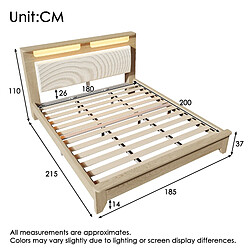 Acheter Merax Lit Double 180×200cm-En Bois Avec LED - Tête De Lit Avec Rangementen -Silencieux-Chêne