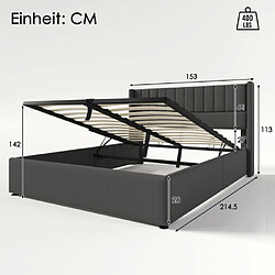 Acheter Merax Lit Double Hydraulique 140x200cm-lit Coffre-système Hydraulique-lit En Bois-en Lin-gris