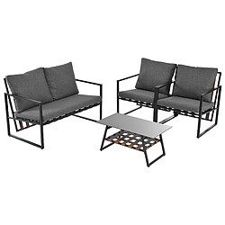 DZMDIP Salon de jardin exterieur, table basse en verre trempé avec rangement, Coussins inclus