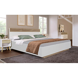 Avis Merax Lit Double 140x200 cm-lit Suspendu En Bois-moderne-en Chêne/blanc