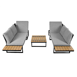 DZMDIP Salon de jardin convertible - Inclinaison 5 positions jusqu'à 55° – Gris