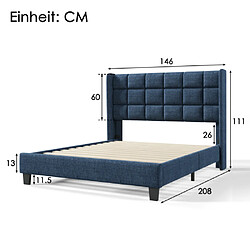 Acheter Merax Lit Rembourré-lit Double 140x200cm-lit Enfant-lit Pour Ado-en Lin-bleu