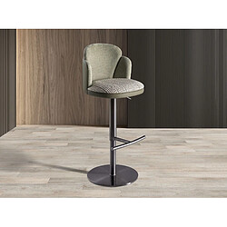 Avis Angel Cerda Tabouret pivotant en tissu vert foncé et blanc et similicuir vert olive