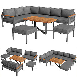 DZMDIP Salon de jardin extérieur 7-8 places - Cadre en fer galvanisé - Gris