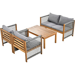 DZMDIP Ensemble salon de jardin – Canapé double + 2 fauteuils + table – Coussins confortables