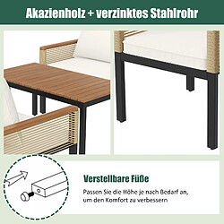 Avis DZMDIP Salon de jardin avec fauteuils + table – Coussins confortables – Rotin – Pour extérieur