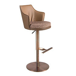 Angel Cerda Tabouret pivotant en tissu marron marbré et similicuir marron