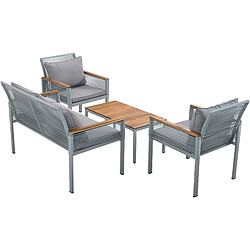 DZMDIP Salon de jardin avec fauteuils + table – Coussins confortables – Rotin – Pour extérieur