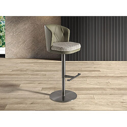 Avis Angel Cerda Tabouret pivotant en tissu vert foncé et blanc et similicuir vert olive