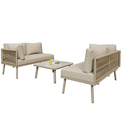 DZMDIP Salon de Jardin en fer, avec coussin de siège, pieds réglables