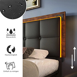 Merax Cadre De Lit LED - 90x200cm - 4 Tiroirs - Tête Réglable - Pu Noir pas cher