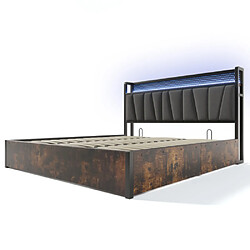 Merax Lit Double 180x200cm-contrôle Par Application LED-avec Fonction De Charge USB-en Bois-gris pas cher