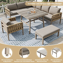 Avis DZMDIP Salon de jardin - Ensemble moderne - 7/8 personnes - Fer galvanisé - Coussins inclus