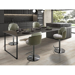 Acheter Angel Cerda Tabouret pivotant en tissu vert foncé et blanc et similicuir vert olive