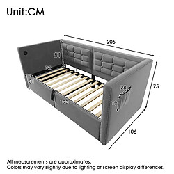 Acheter Merax Canapé-lit 90x190 Cm-avec Rangement Hydraulique-station De Chargement USB Et Type-c-gris