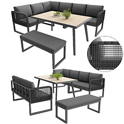 DZMDIP Salon de jardin pour 6-8 personnes – Polyrotin PE tressé main – Coussins assise et dos