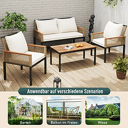 Acheter DZMDIP Salon de jardin avec fauteuils + table – Coussins confortables – Rotin – Pour extérieur