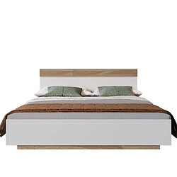 Merax Lit Double 160x200 cm-lit Suspendu En Bois-moderne-en Chêne/blanc