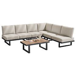 DZMDIP salon de jardin – Canapé d'angle convertible en lit relax – Table basse – Acier galvanisé