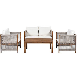 DZMDIP Ensemble salon de jardin – Canapé double + 2 fauteuils + table – Coussins confortables