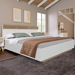 Avis Merax Lit Double 180x200 cm-lit Suspendu En Bois-moderne-en Chêne/blanc