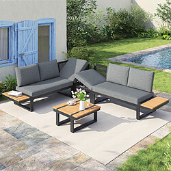 DZMDIP Salon de jardin convertible - Inclinaison 5 positions jusqu'à 55° – Gris