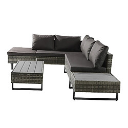 DZMDIP Salon De Jardin avec Canapé D'Angle Table Et Coussins inclus,Gris