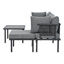Acheter DZMDIP Salon de jardin, Canapé d'angle avec table basse + repose-pieds, Tubulure acier galvanisé