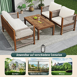 Acheter DZMDIP Ensemble salon de jardin – Canapé double + 2 fauteuils + table – Coussins confortables